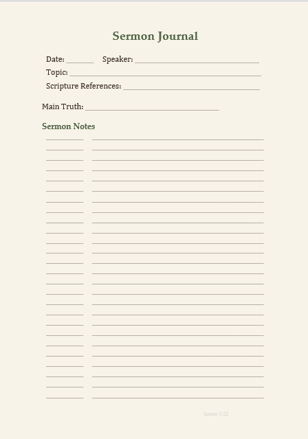 Christian Sermon Journal - Note-Taker Edition