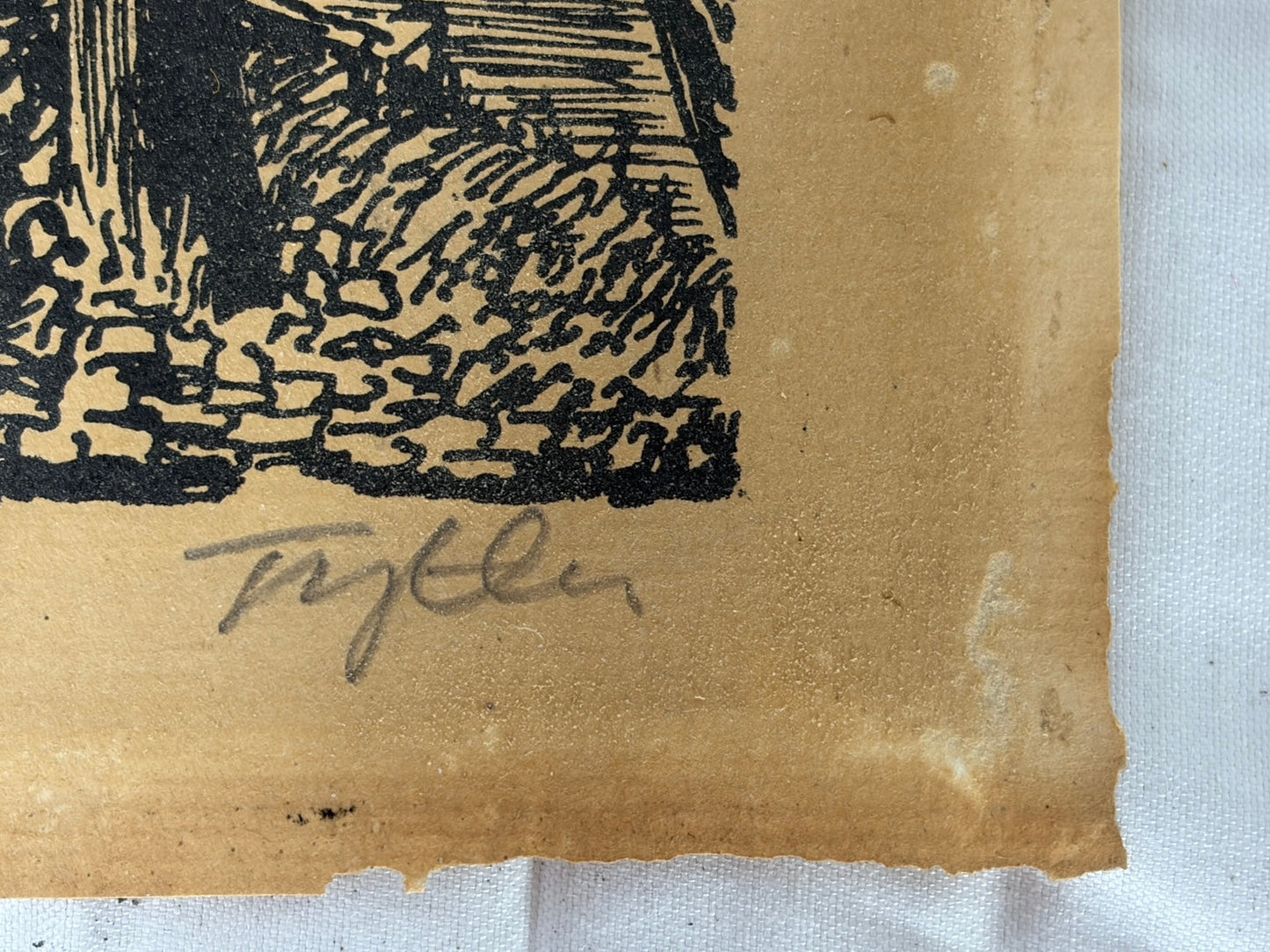 Vintage Valley Forge Architectural Prints – Signed “Taylor” – Mid-Century Colonial Revival Linocut Set (3)