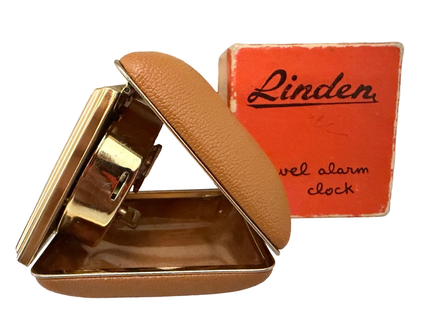 Vintage Linden Folding Travel Alarm Clock with Original Box, Made in Japan, c.1960s