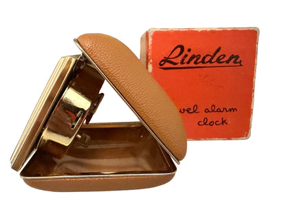 Vintage Linden Folding Travel Alarm Clock with Original Box, Made in Japan, c.1960s
