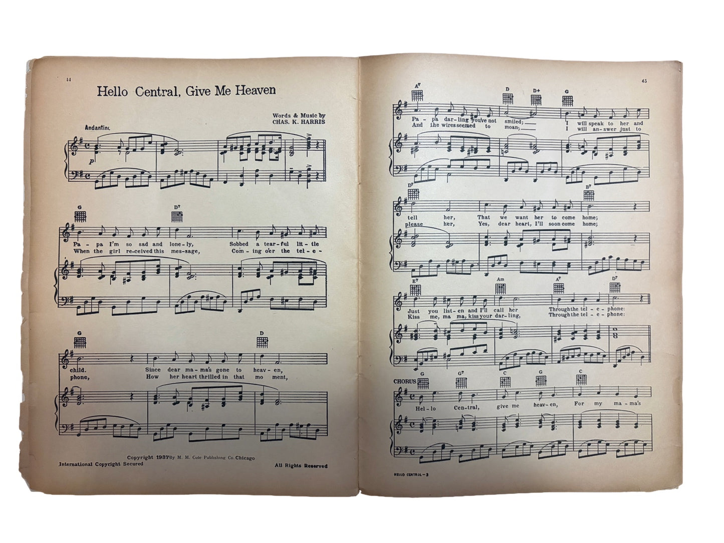 Vintage “Songs of the Gay 90’s” Sheet Music Book | Cole’s Universal Library | 1930s Chicago Songbook