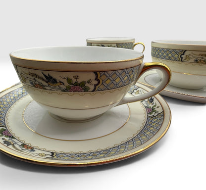 Vintage Bohemia Czecho-Slovakia Tea Cups & Saucers, Set of 5