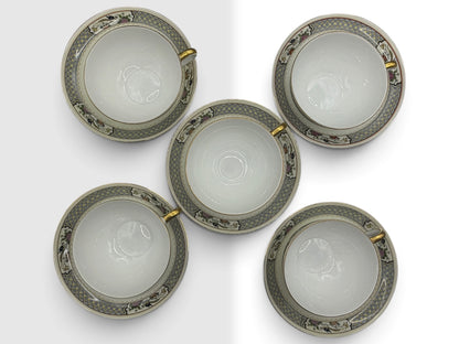 Vintage Bohemia Czecho-Slovakia Tea Cups & Saucers, Set of 5
