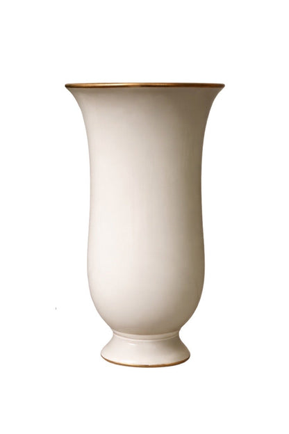 Vintage Kaiser Porzellan White Porcelain Trumpet Vase with Gold Rim – West Germany Mid-Century (Model 564)